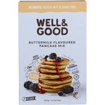 Well and Good Buttermilk Flavoured Pancake Mix 400g — front pack image (UHP)