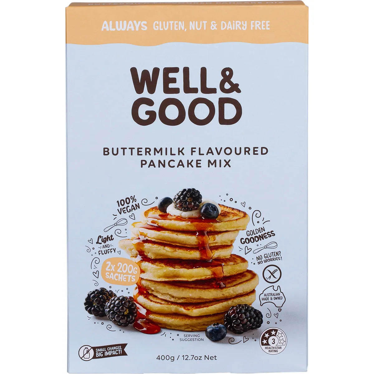 Well and Good Buttermilk Flavoured Pancake Mix 400g