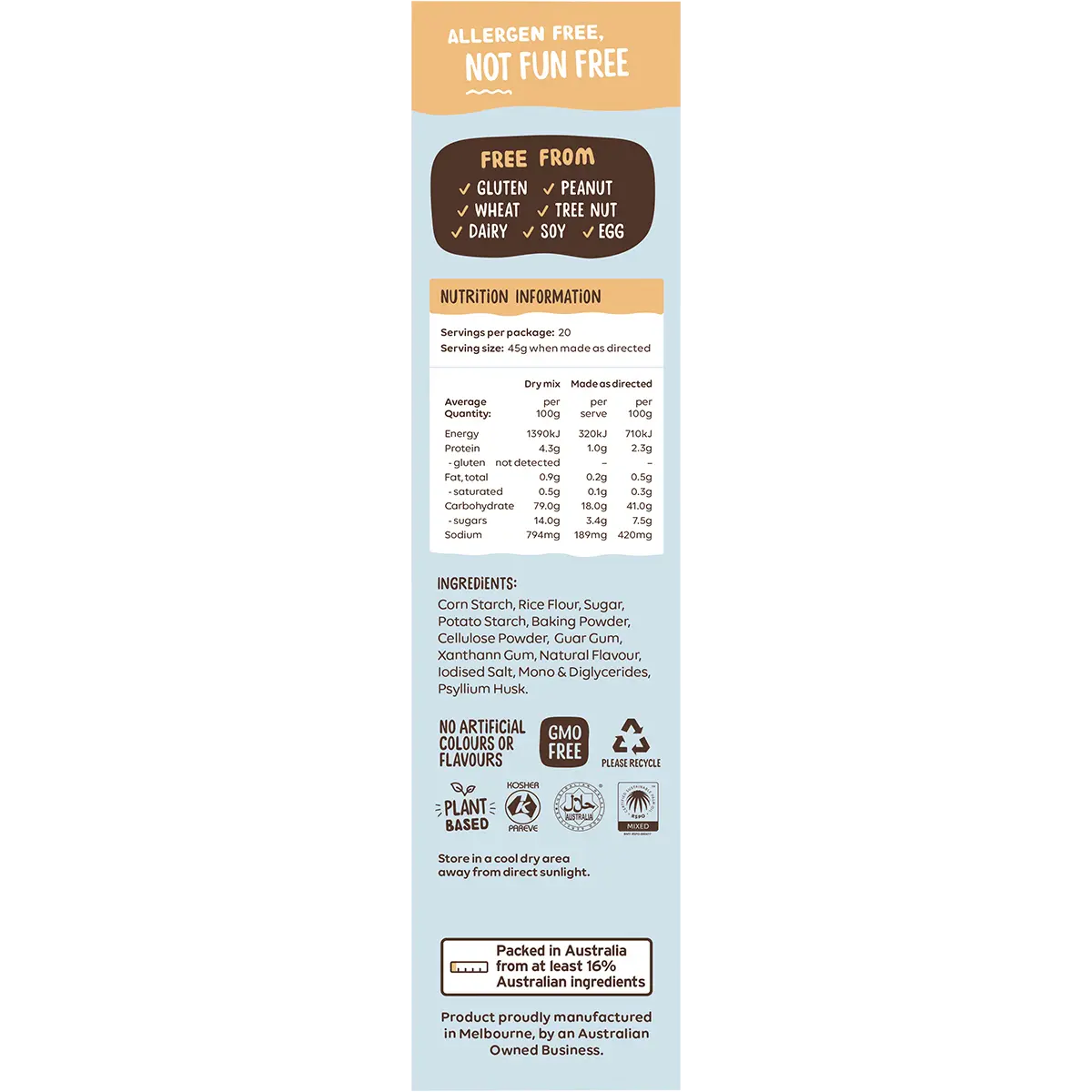 Well and Good Buttermilk Flavoured Pancake Mix 400g — side pack image (UHP)