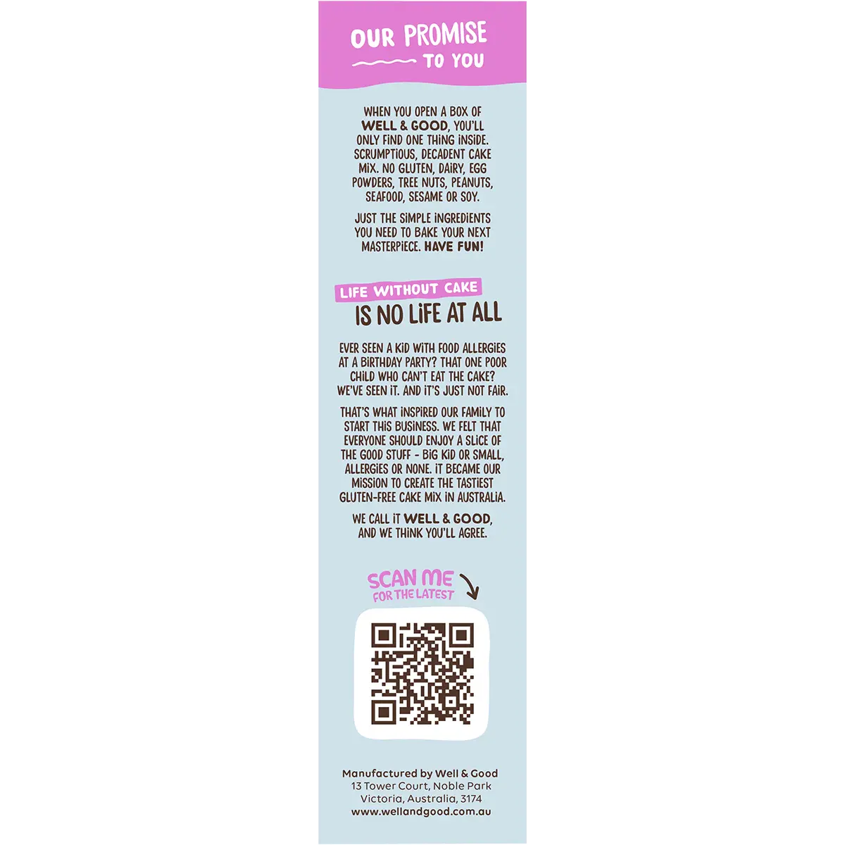 Well and Good All Purpose Cake Mix 40% Less Sugar 400g — side pack image (UHP)