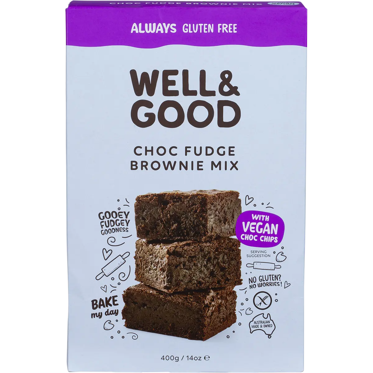 Well and Good Choc Fudge Brownie Mix 400g — front pack image (UHP)