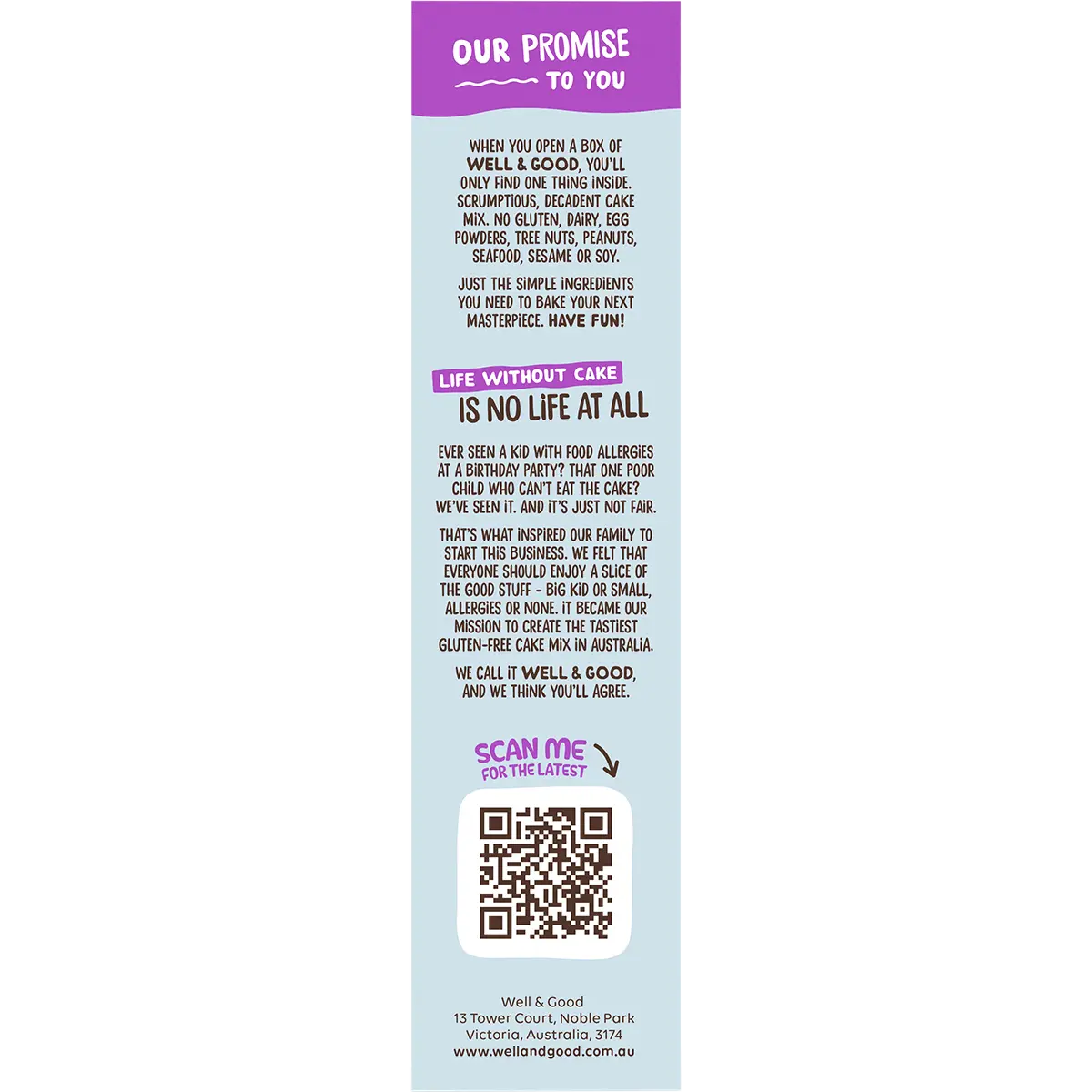 Well and Good Choc Fudge Brownie Mix 400g — side pack image (UHP)
