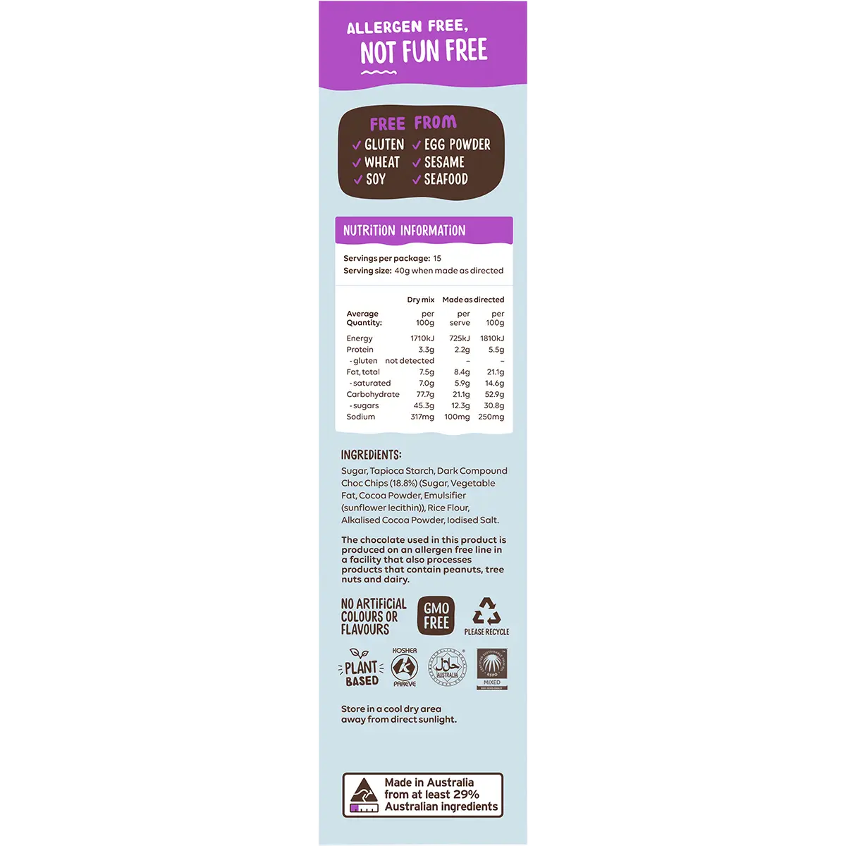 Well and Good Choc Fudge Brownie Mix 400g — side pack image (UHP)