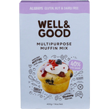 Well and Good Multipurpose Muffin Mix 40% Less Sugar 400g — front pack image (UHP)