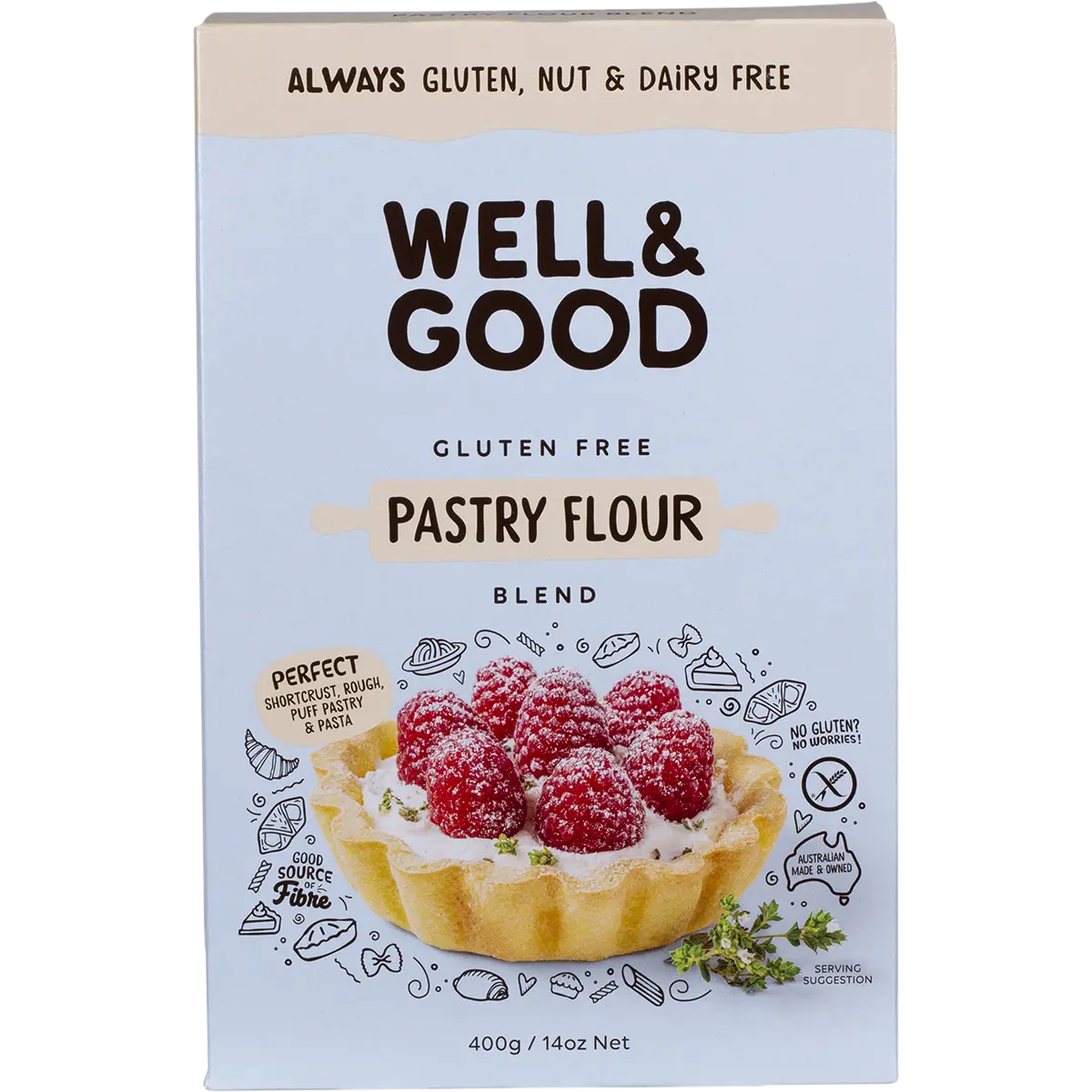 Well and Good Pastry Flour Blend 400g — front pack image (UHP)