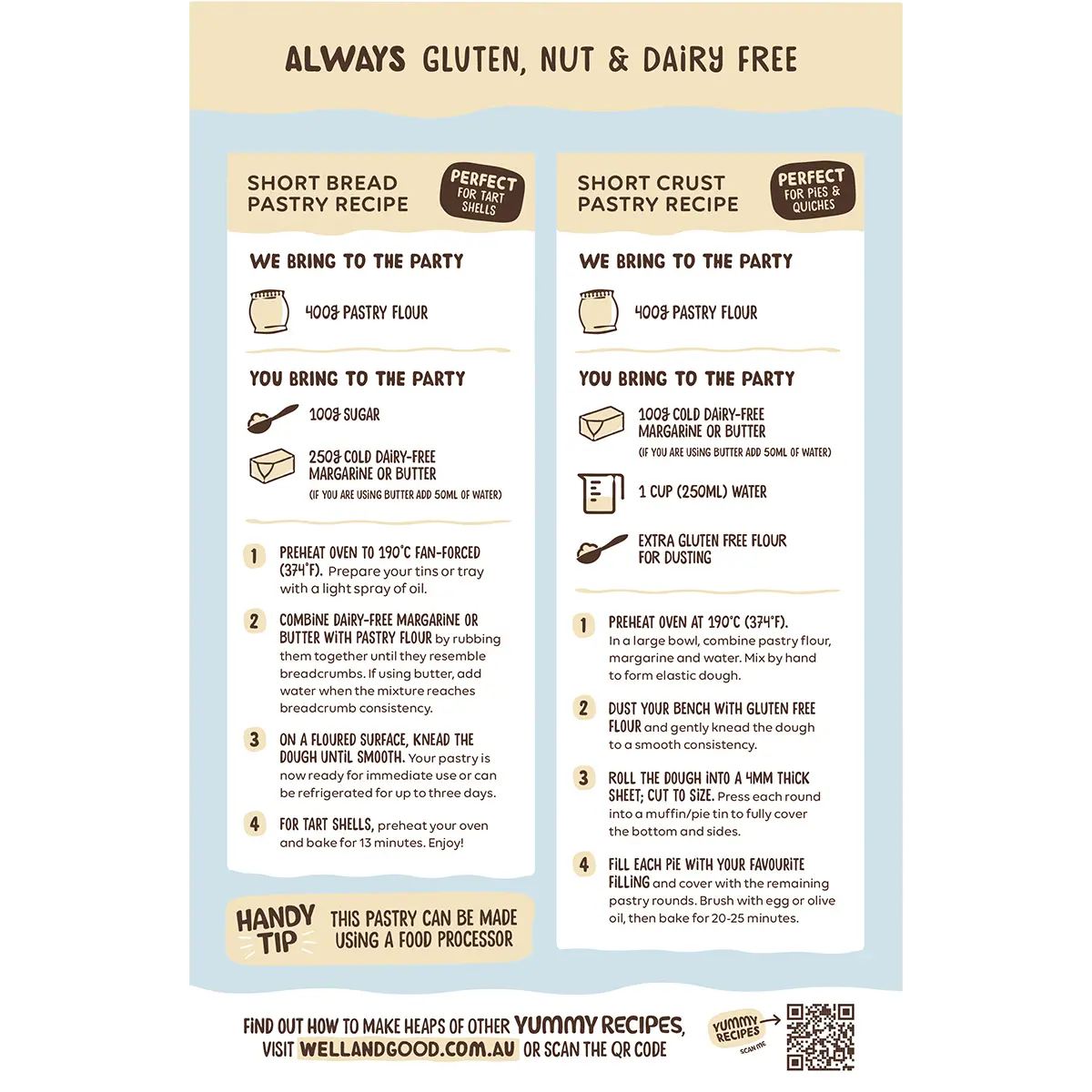 Well and Good Pastry Flour Blend 400g — back pack image (UHP)