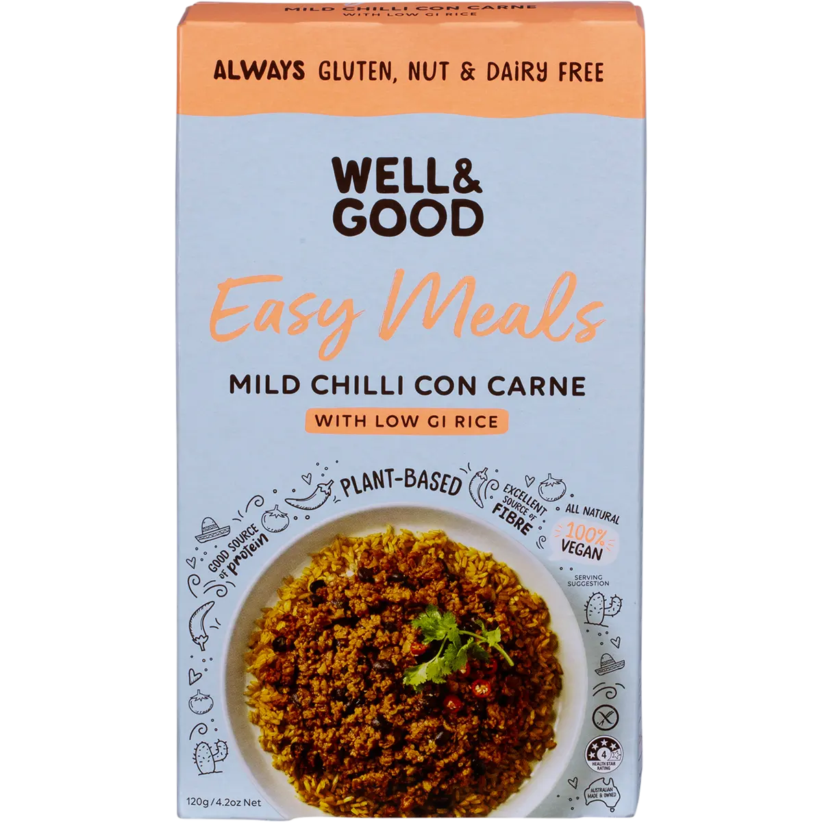 Well & Good Mild Chilli Con Carne with Low GI Rice 120g