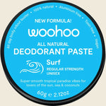 Woohoo Body Natural Deodorant Paste Tin Surf Regular 60g — official front packaging