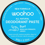 Woohoo Body Natural Deodorant Paste Tin Surf Regular 60g — official front packaging