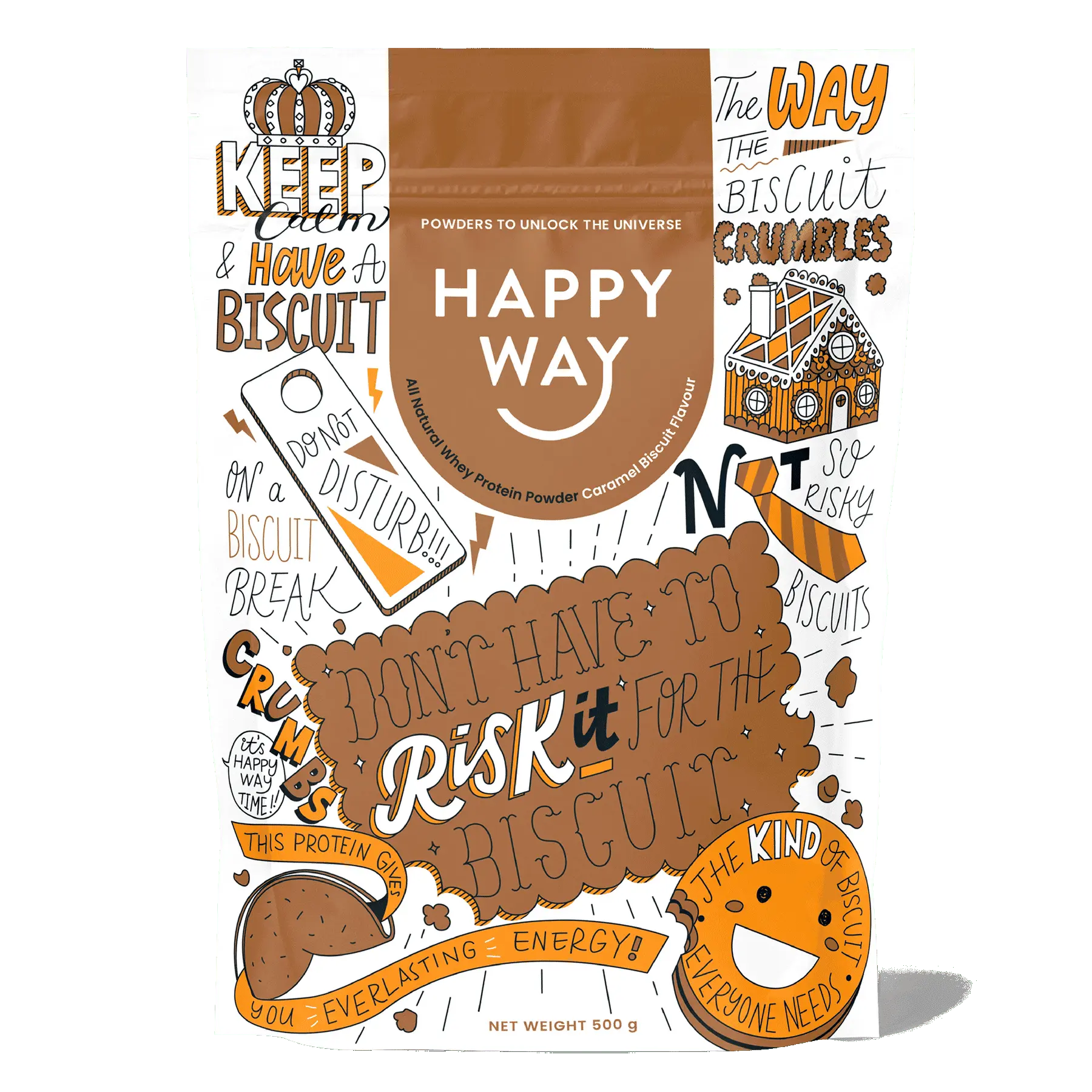 Happy Way Whey Protein Powder Caramel Biscuit 500g