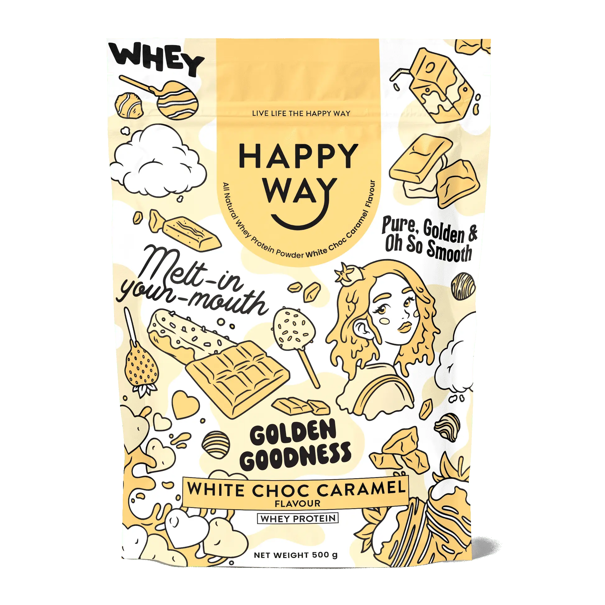 Happy Way White Choc Caramel Whey Protein 500g