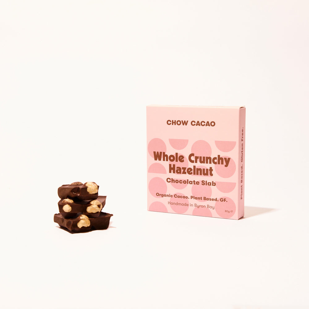 Chow Cacao Whole Hazelnut Crunch Chocolate Slab 80gms