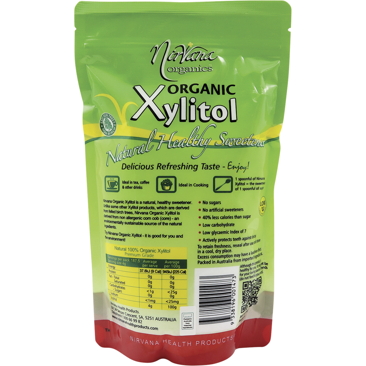 Nirvana Organics Xylitol 750g back image