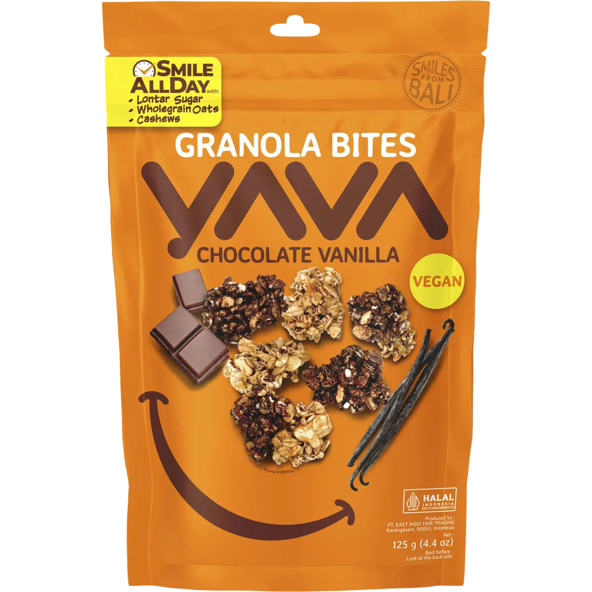 YAVA Granola Bites Chocolate Vanilla 125g — front pack image (UHP)