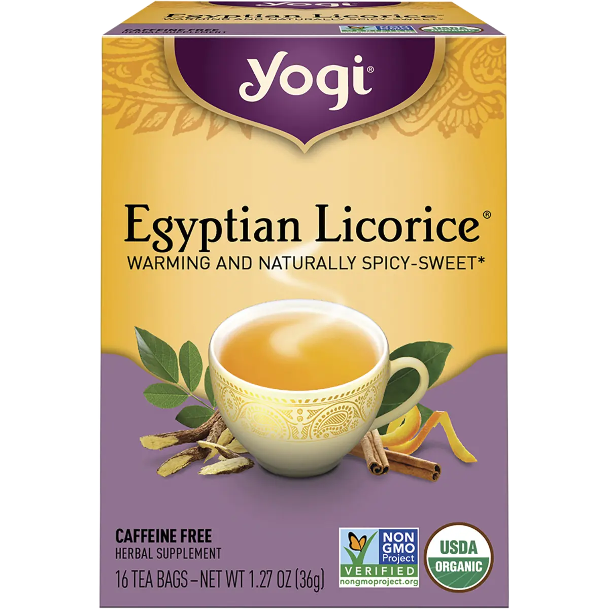 Yogi Herbal Tea Bags Egyptian Licorice 16pk — front pack image (UHP)