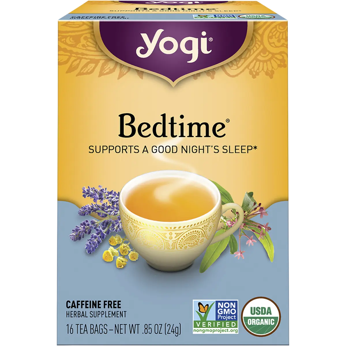 Yogi Herbal Herbal Tea Bags Bedtime 16pk — front pack image (UHP)