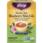 Yogi Herbal Tea Bags Green Tea Blueberry Slim Life 16pk — front pack image (UHP)
