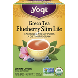 Yogi Herbal Tea Bags Green Tea Blueberry Slim Life 16pk — front pack image (UHP)