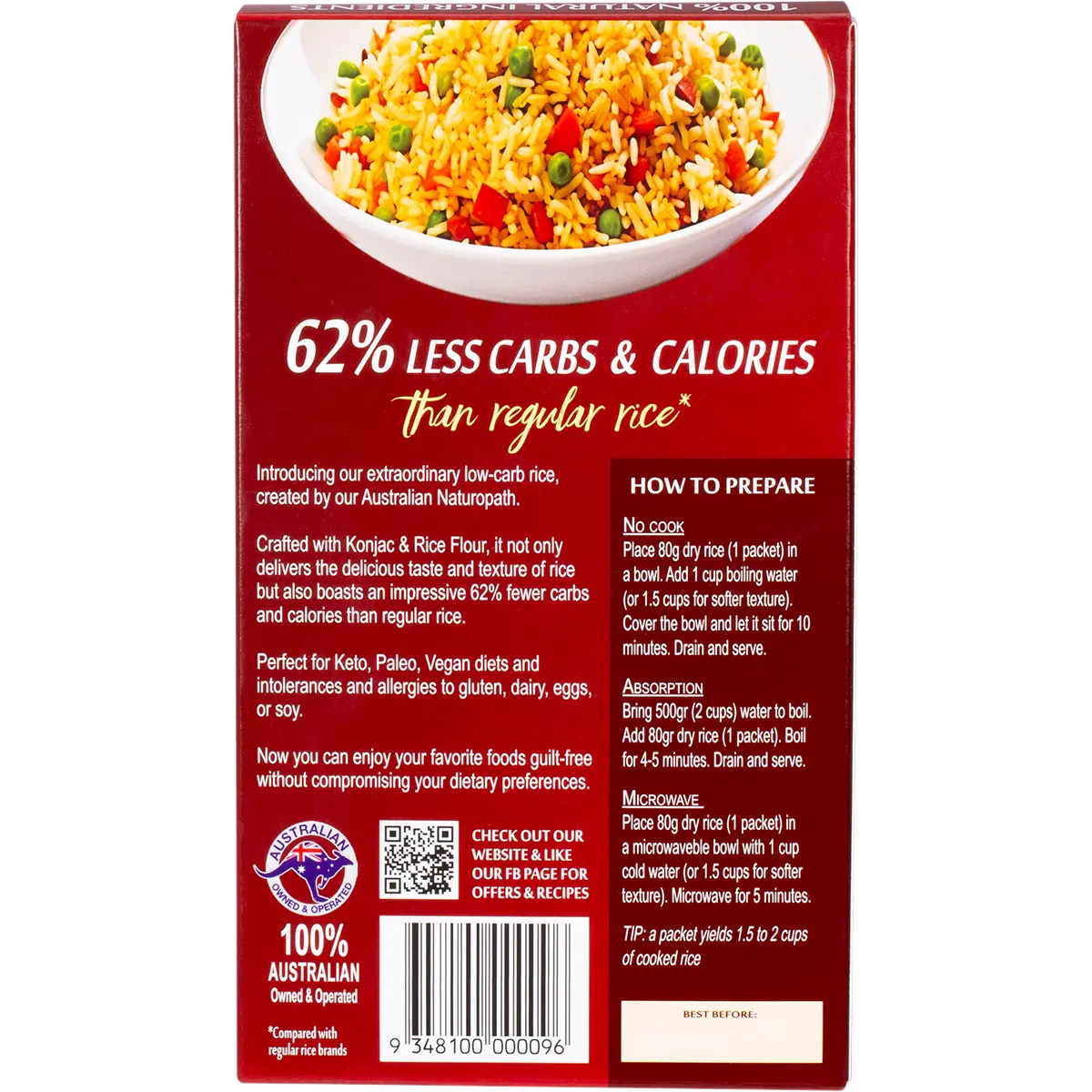 ZERO Slim & Healthy Low Carb Rice — back pack image (UHP)