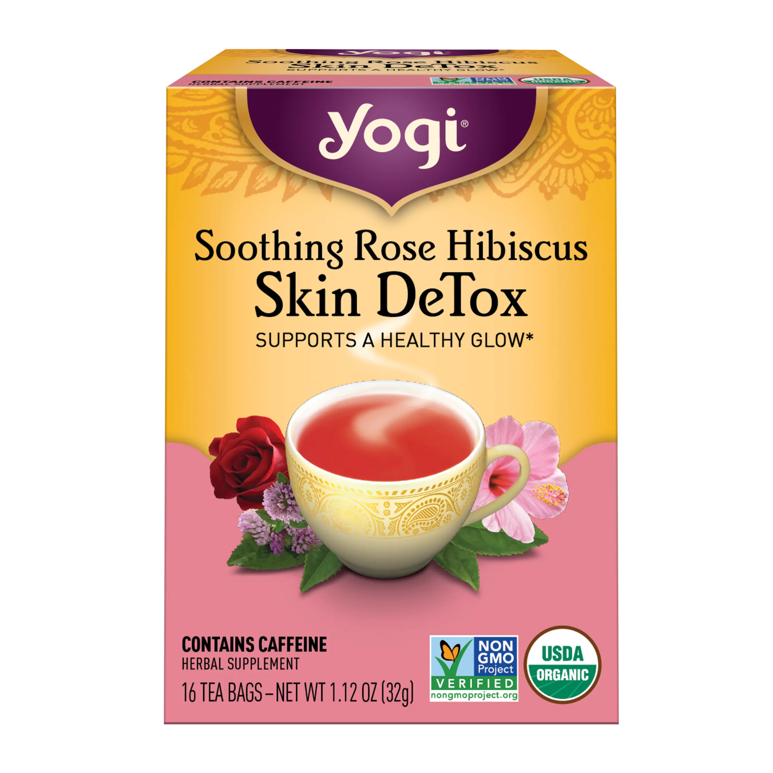 Yogi Herbal Tea Bags Rose Hibiscus Skin DeTox 16pk