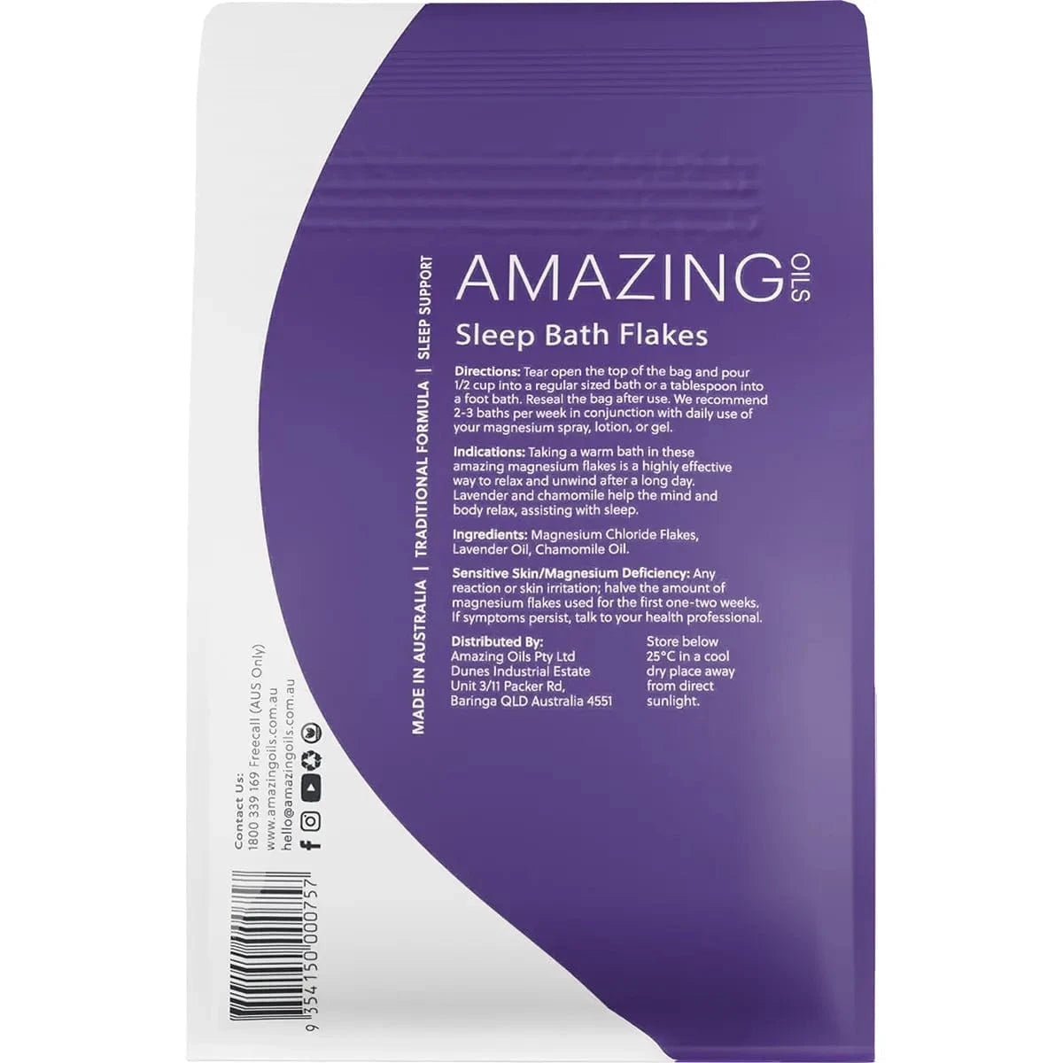 Amazing Oils Health & Beauty Amazing Oils Magnesium Sleep Bath Flakes with Lavender & Chamomile