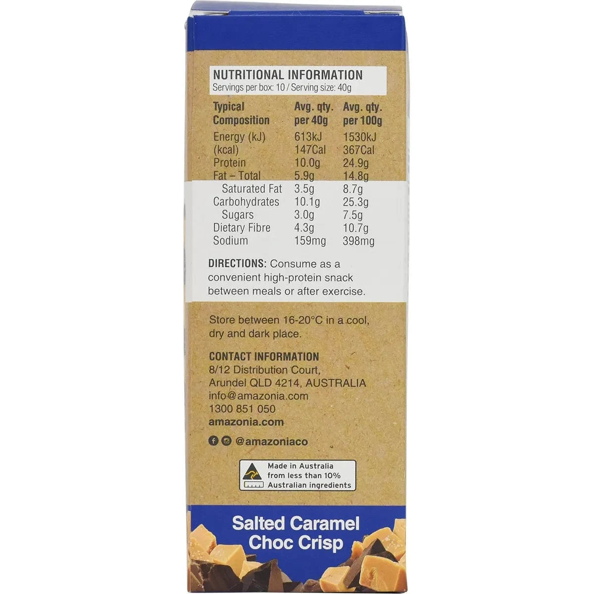 Amazonia Snack Foods Amazonia Raw Protein Bar Salted Caramel Choc Crisp