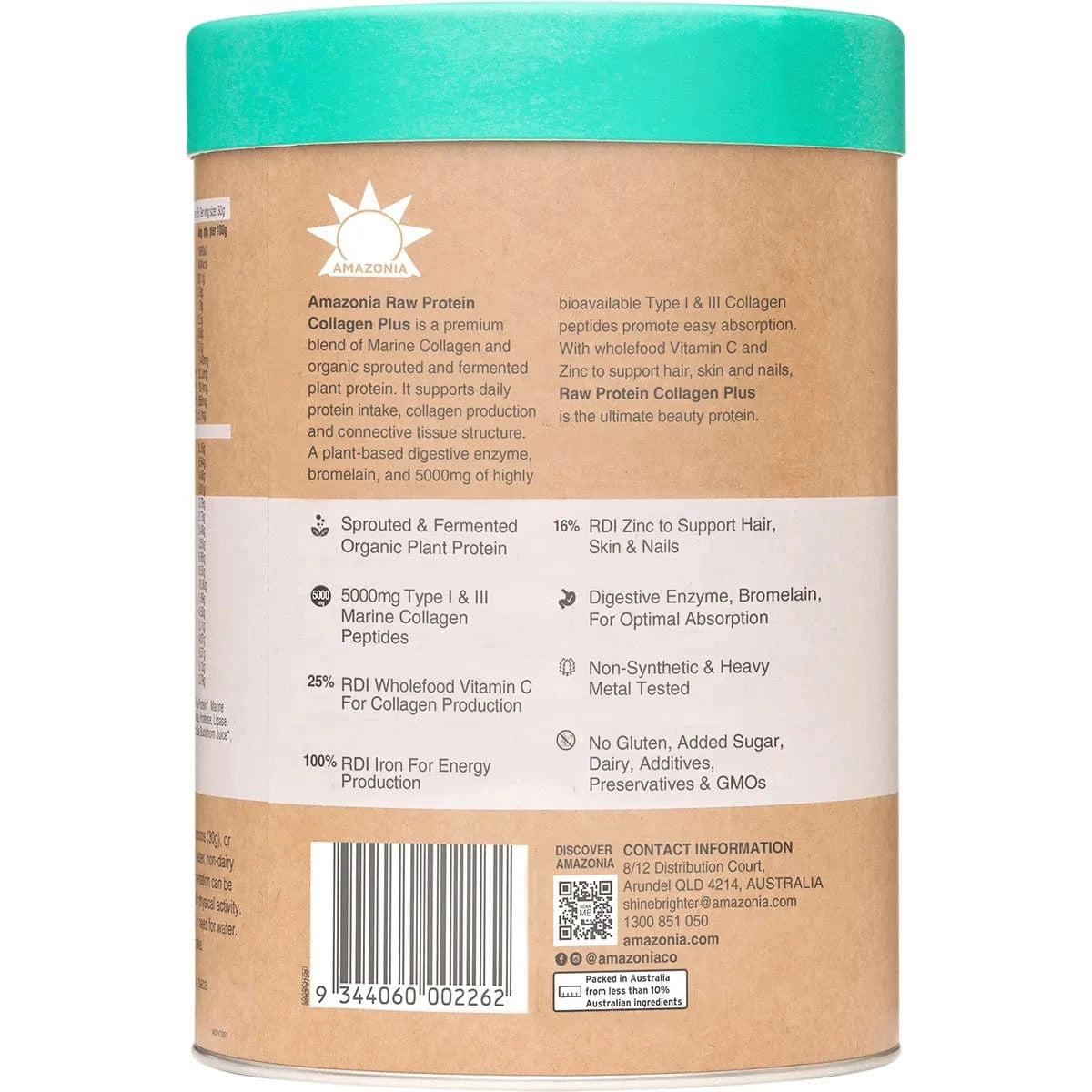 Amazonia Supplements Amazonia Raw Protein Collagen Plus Choc Hazelnut 750g