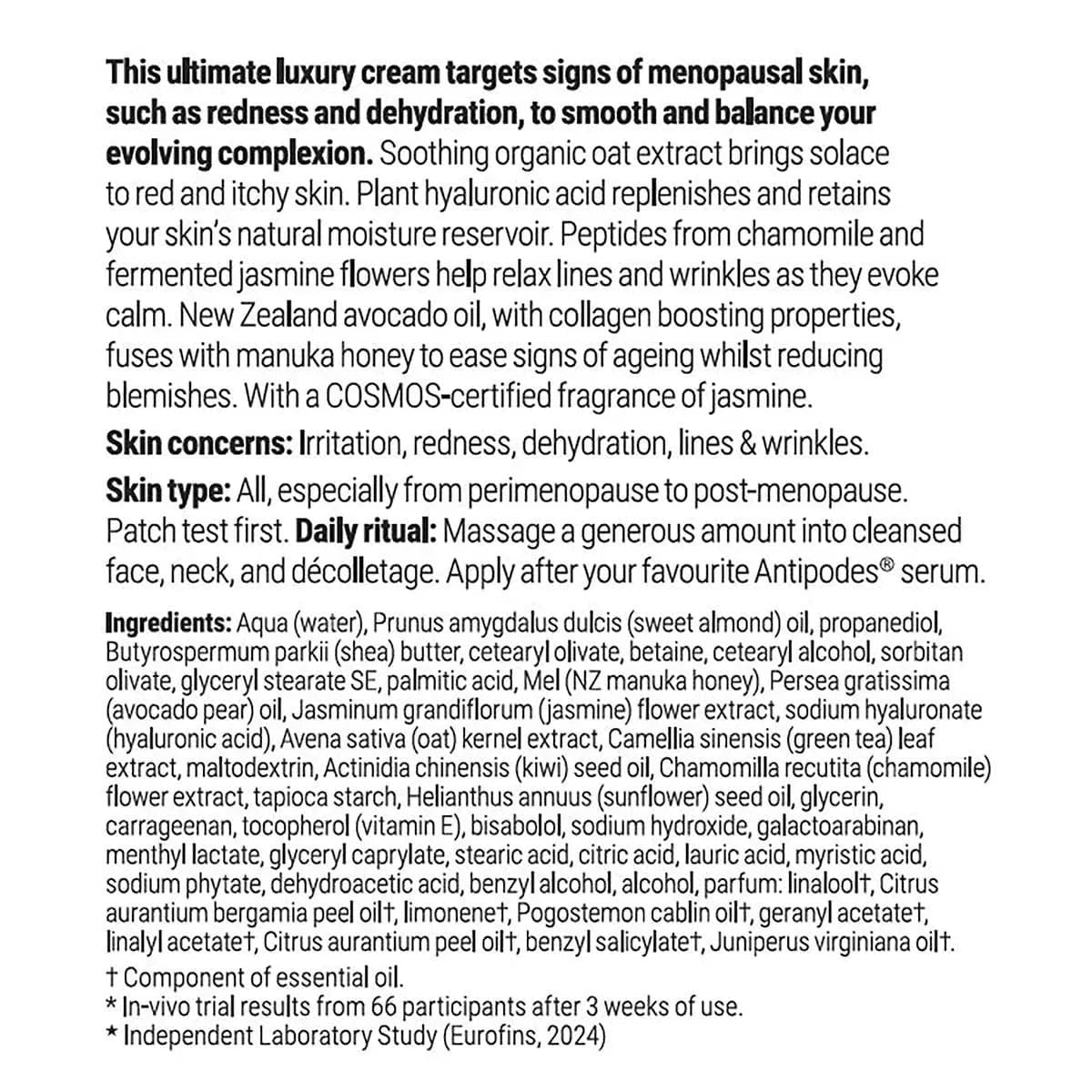 Antipodes Skin Care Antipodes Jasmine Flower Menopause Facial Cream 60ml