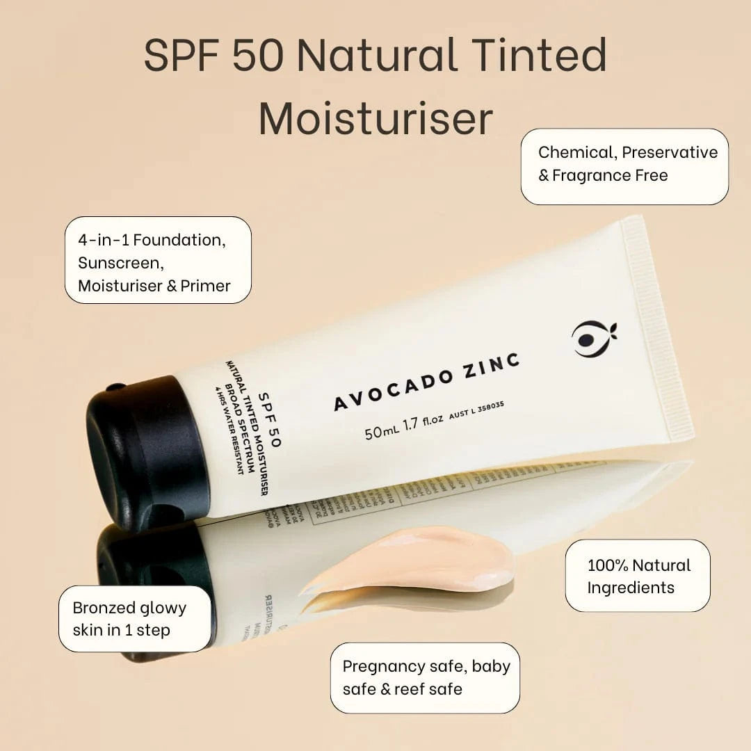 Avocado Zinc Skin Care Avocado Zinc SPF50 Natural Tinted Moisturiser 50ml