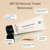 Avocado Zinc Skin Care Avocado Zinc SPF50 Natural Tinted Moisturiser 50ml