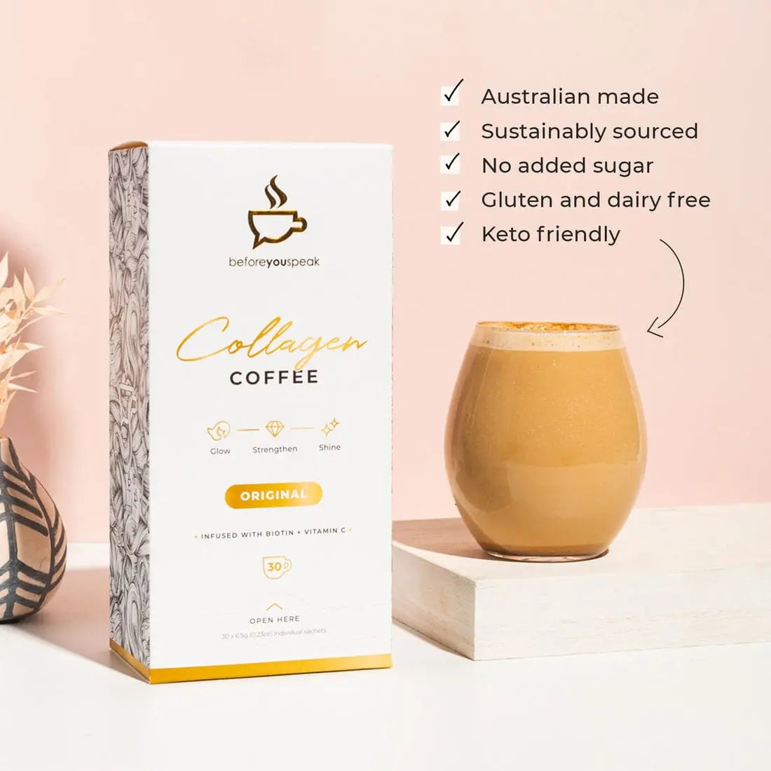 Before You Speak Coffee 30 Sachet Pouch Before You Speak Glow Collagen Coffee