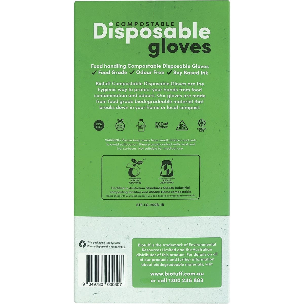 BIOTUFF Household Cleaning Supplies BIOTUFF Compostable Disposable Gloves
