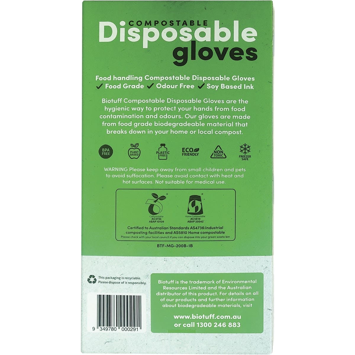 BIOTUFF Household Cleaning Supplies BIOTUFF Compostable Disposable Gloves