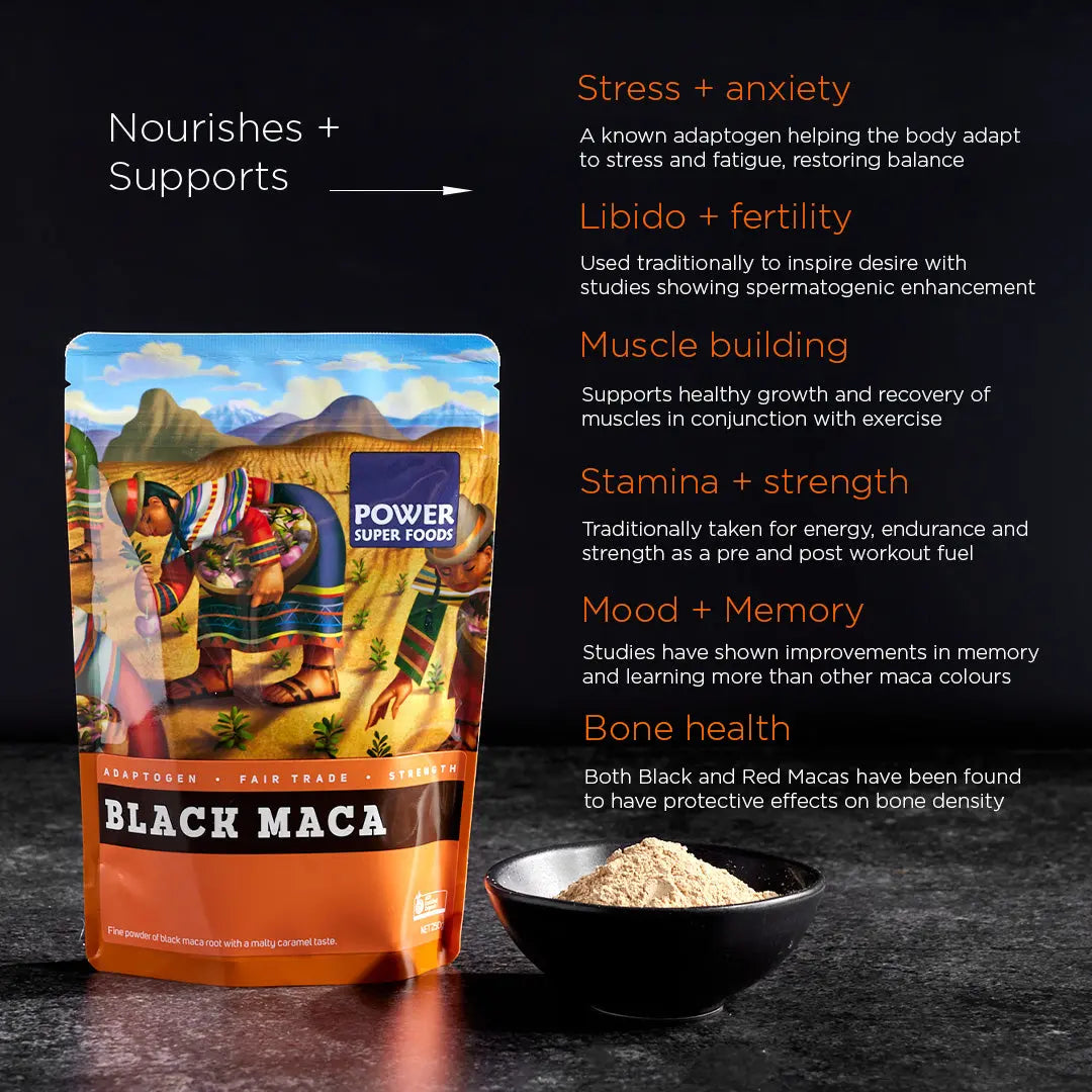 Power Super Foods Black Maca Powder Cert Org 250g — official Power Super Foods image