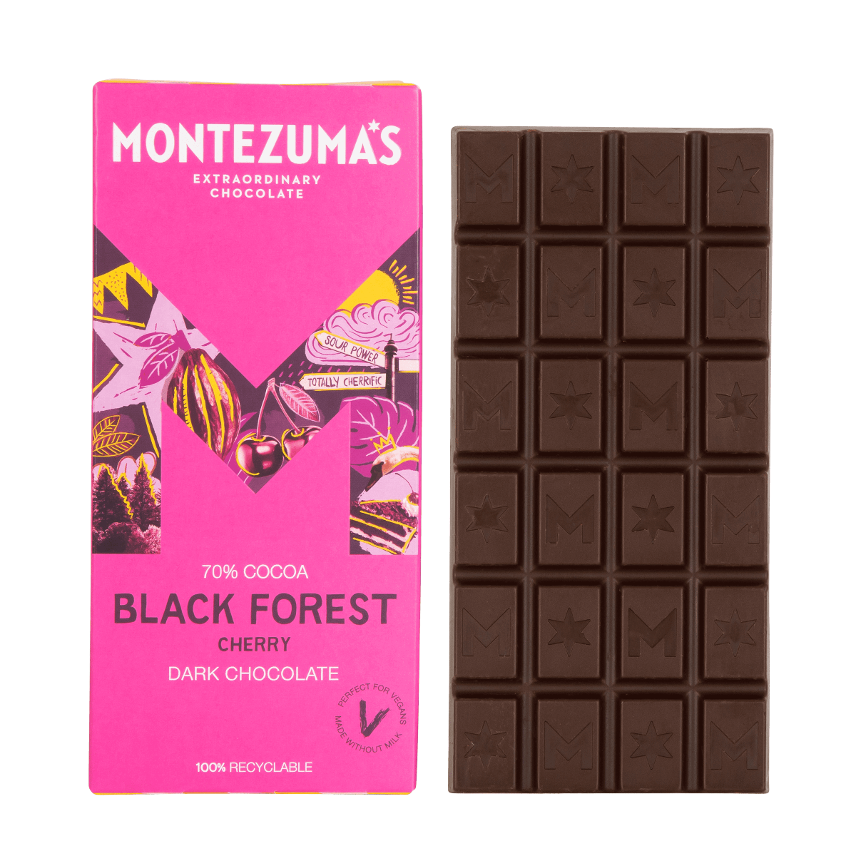 Montezuma's  Organic Black Forest Gateau Dark Chocolate 90g