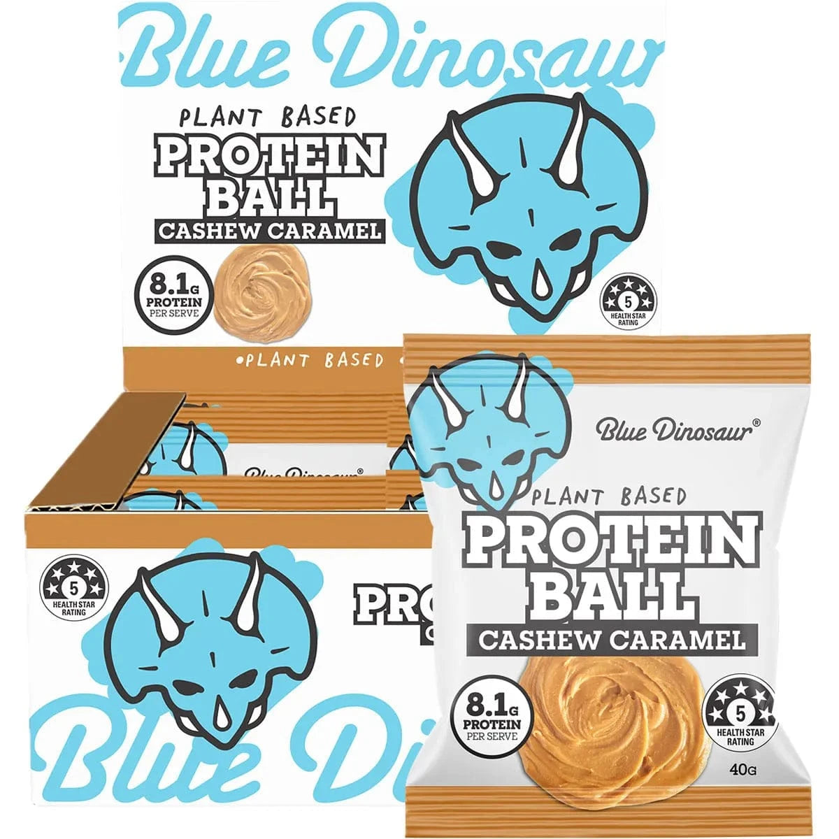 Blue Dinosaur Snack Foods Blue Dinosaur Protein Ball Caramel Cashew 12x40g