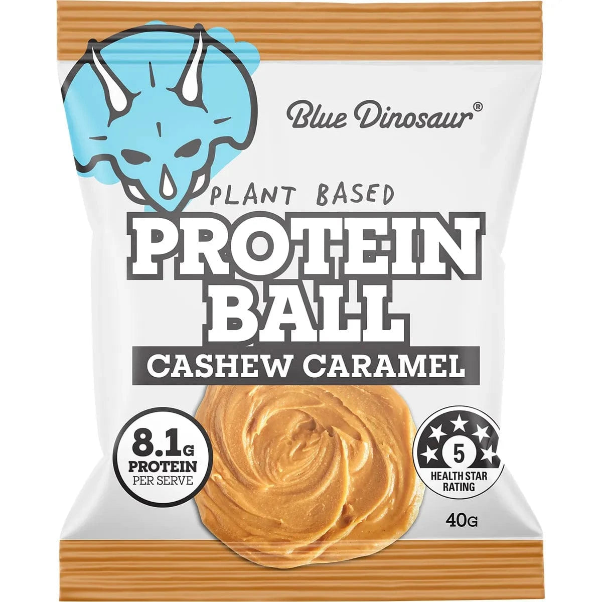 Blue Dinosaur Snack Foods Blue Dinosaur Protein Ball Caramel Cashew 12x40g