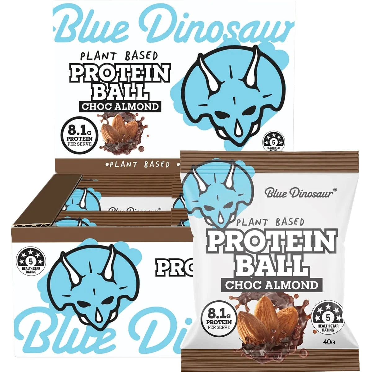 Blue Dinosaur Snack Foods Blue Dinosaur Protein Ball Choc Almond 12x40g