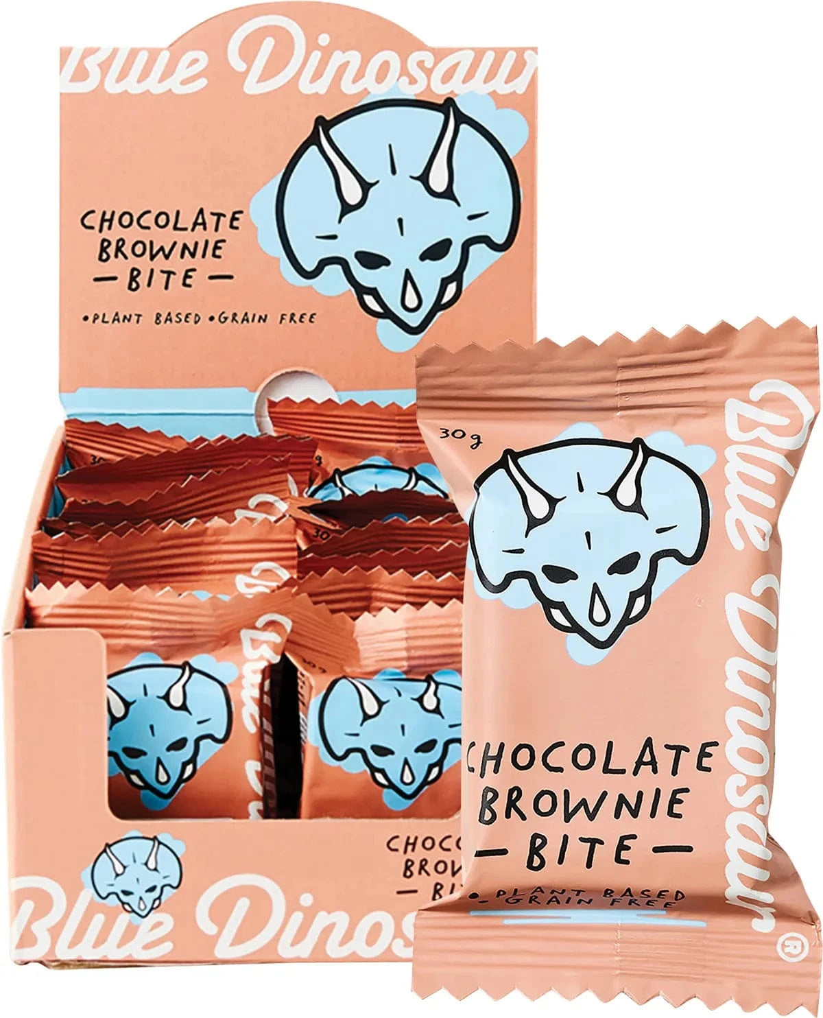 Blue Dinosaur Snack Foods CHOC BROWNIE Blue Dinosaur Hand-Baked Bite- Box Of 18 x 30g