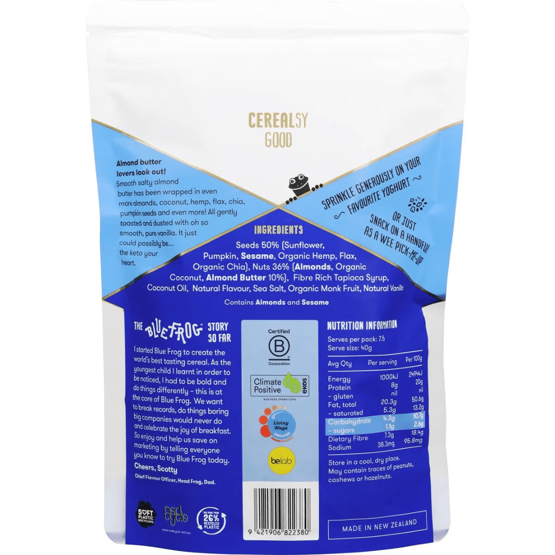 Blue Frog Cereal & Granola Blue Frog KETO Almond Butter & Vanilla Bean 300g