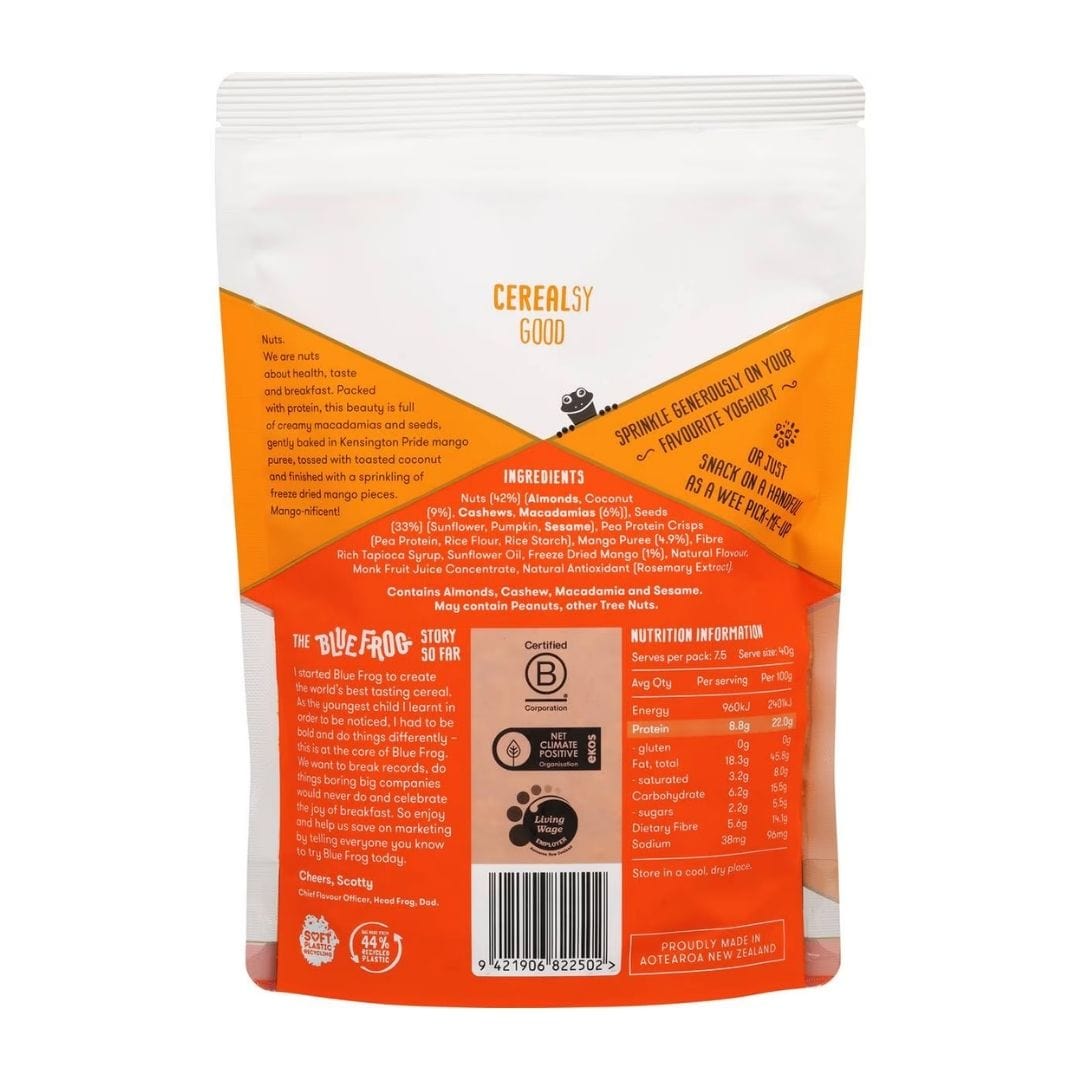 Blue Frog Cereal & Granola Blue Frog Protein Mango Macadamia & Toasted Coconut 300g