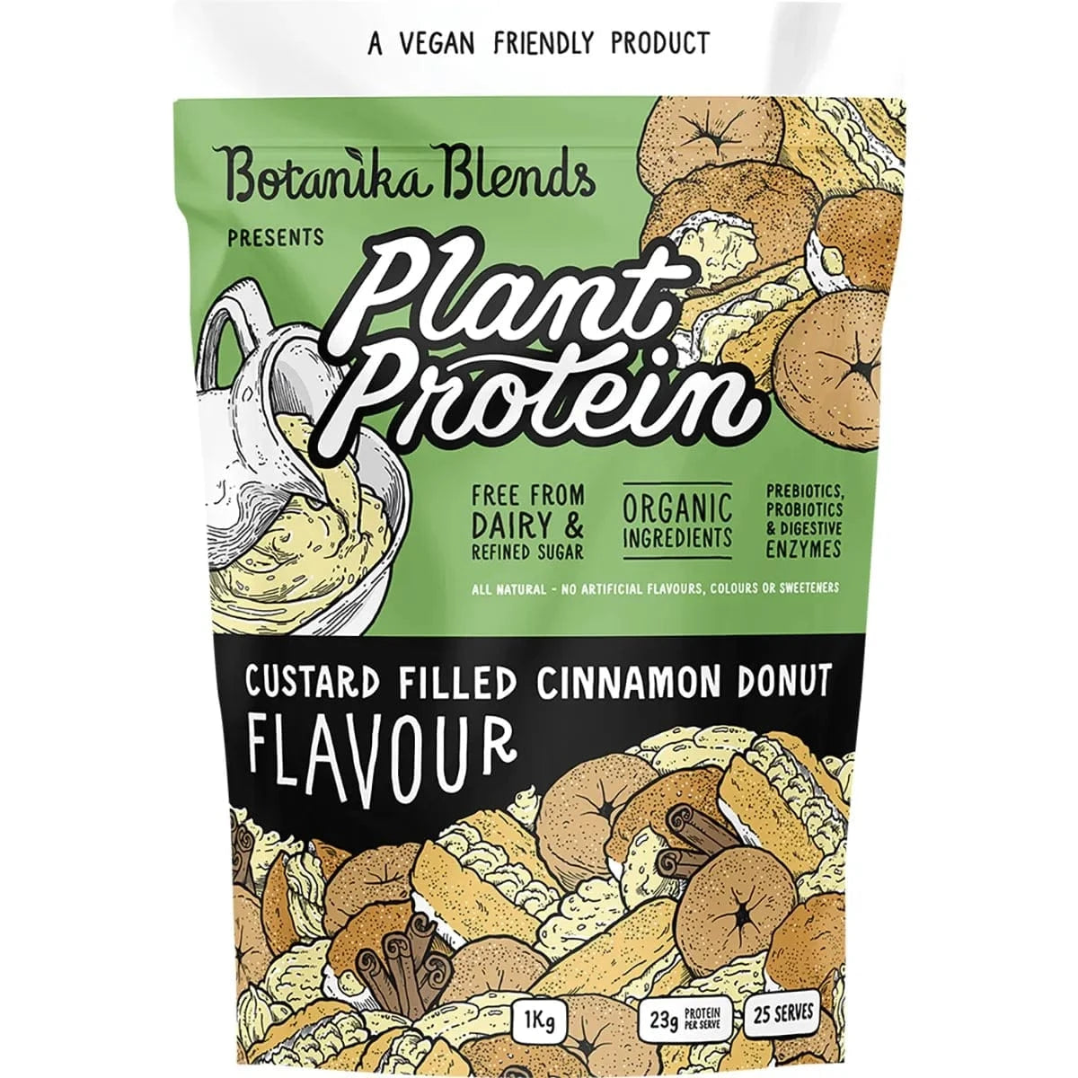 Botanika Blends Protein Powder 1Kg Botanika Blends Plant Protein Custard Filled Cinnamon Donut