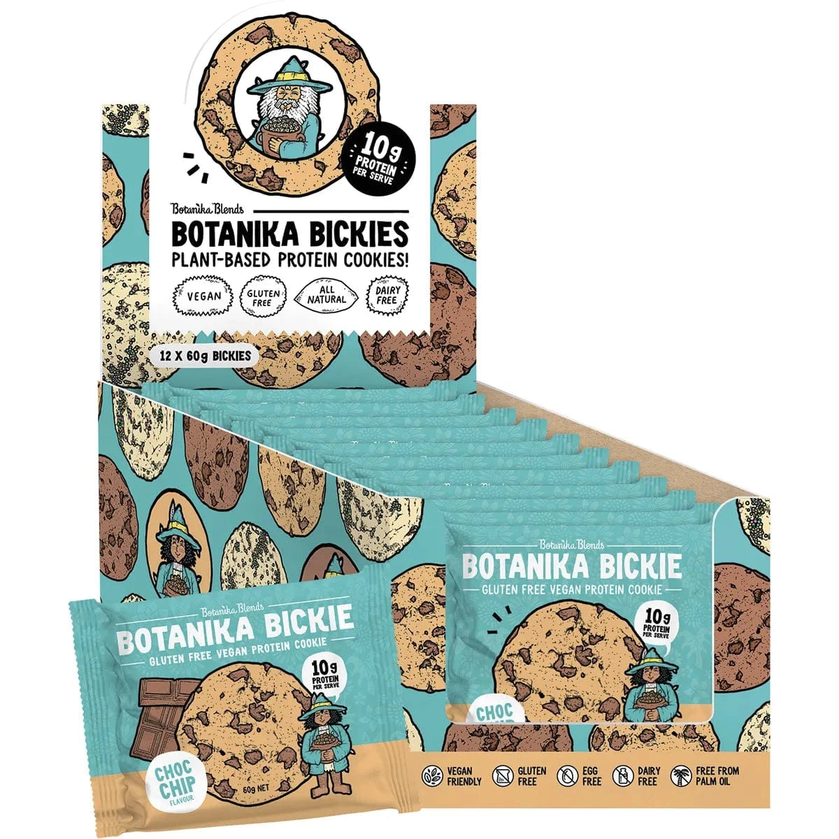Botanika Blends Snack Foods Botanika Blends Bickie Vegan Protein Cookie- Choc Chip 12x60g