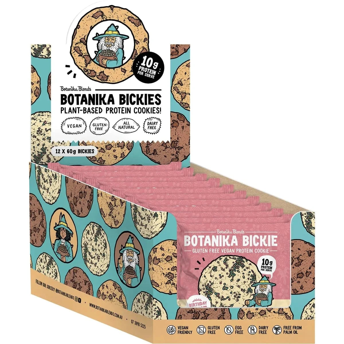 Botanika Blends Snack Foods Botanika Blends Botanika Bickie Protein Cookie Birthday Cake 12 x 60g
