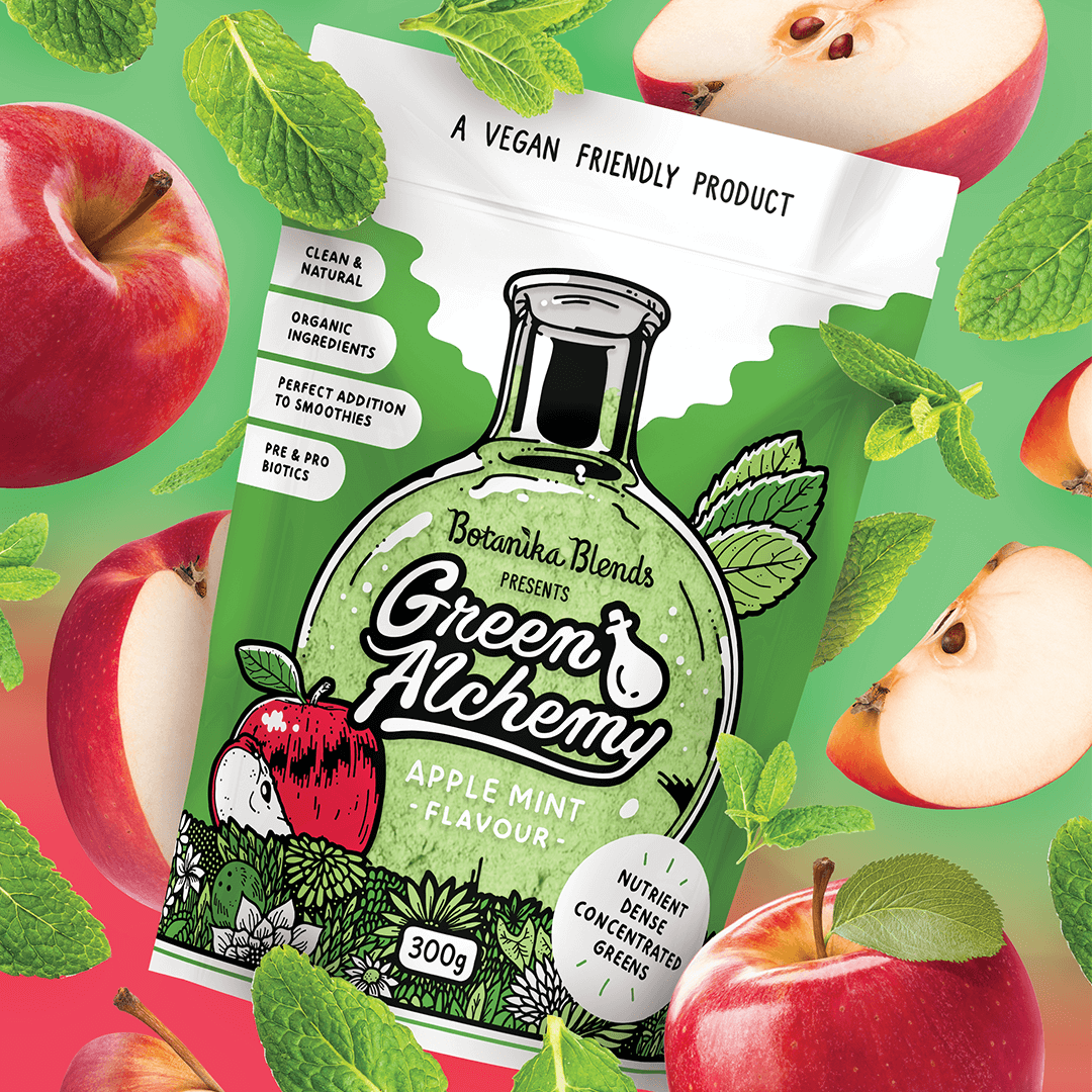 Botanika Blends Green Alchemy Apple Mint 300g exact product lifestyle image