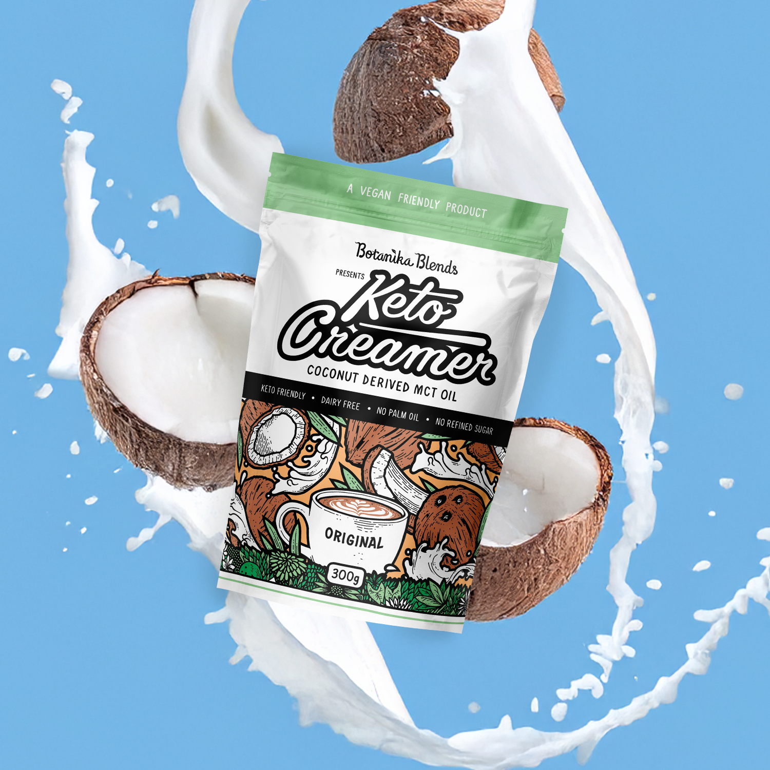 Botanika Blends Keto Creamer Original 300g exact product lifestyle image