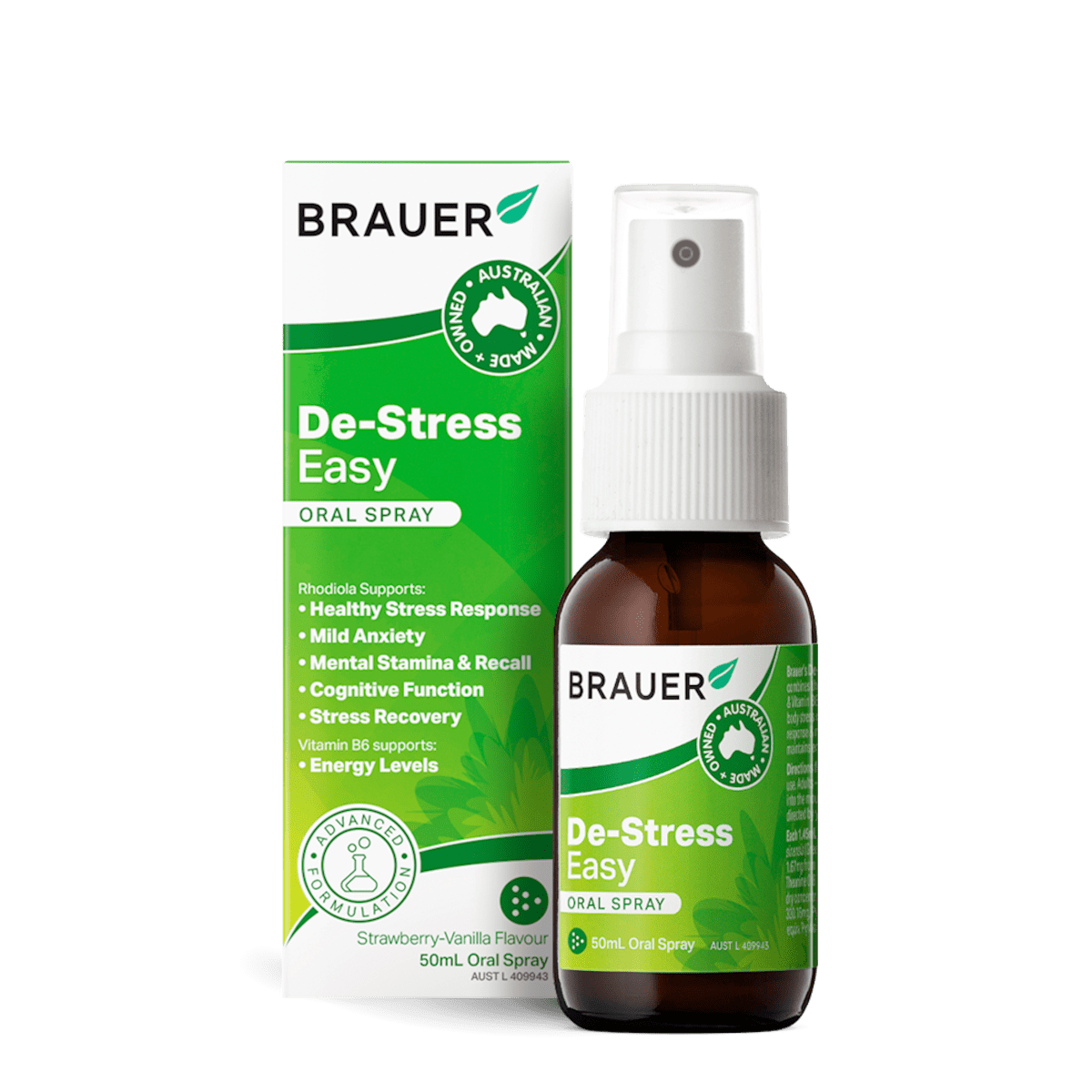 Brauer Vitamins & Supplements Brauer De-Stress Easy Oral Spray Strawberry-Vanilla 50ml