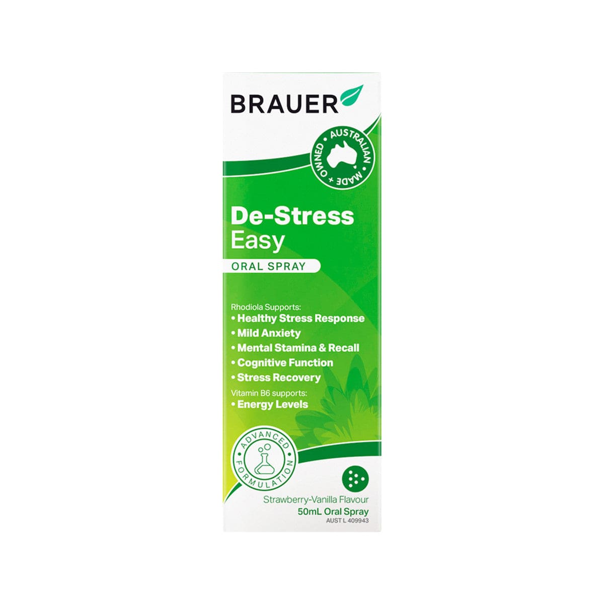 Brauer Vitamins & Supplements Brauer De-Stress Easy Oral Spray Strawberry-Vanilla 50ml