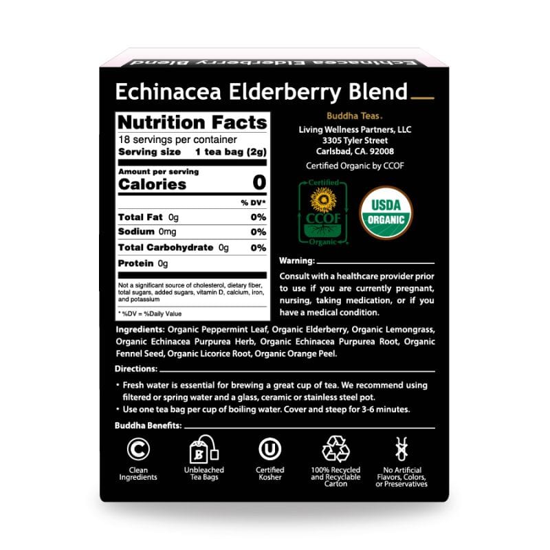 Buddha Teas Organic Tea Buddha Teas Organic Herbal Tea Bags Echinacea Elderberry Blend 18pk