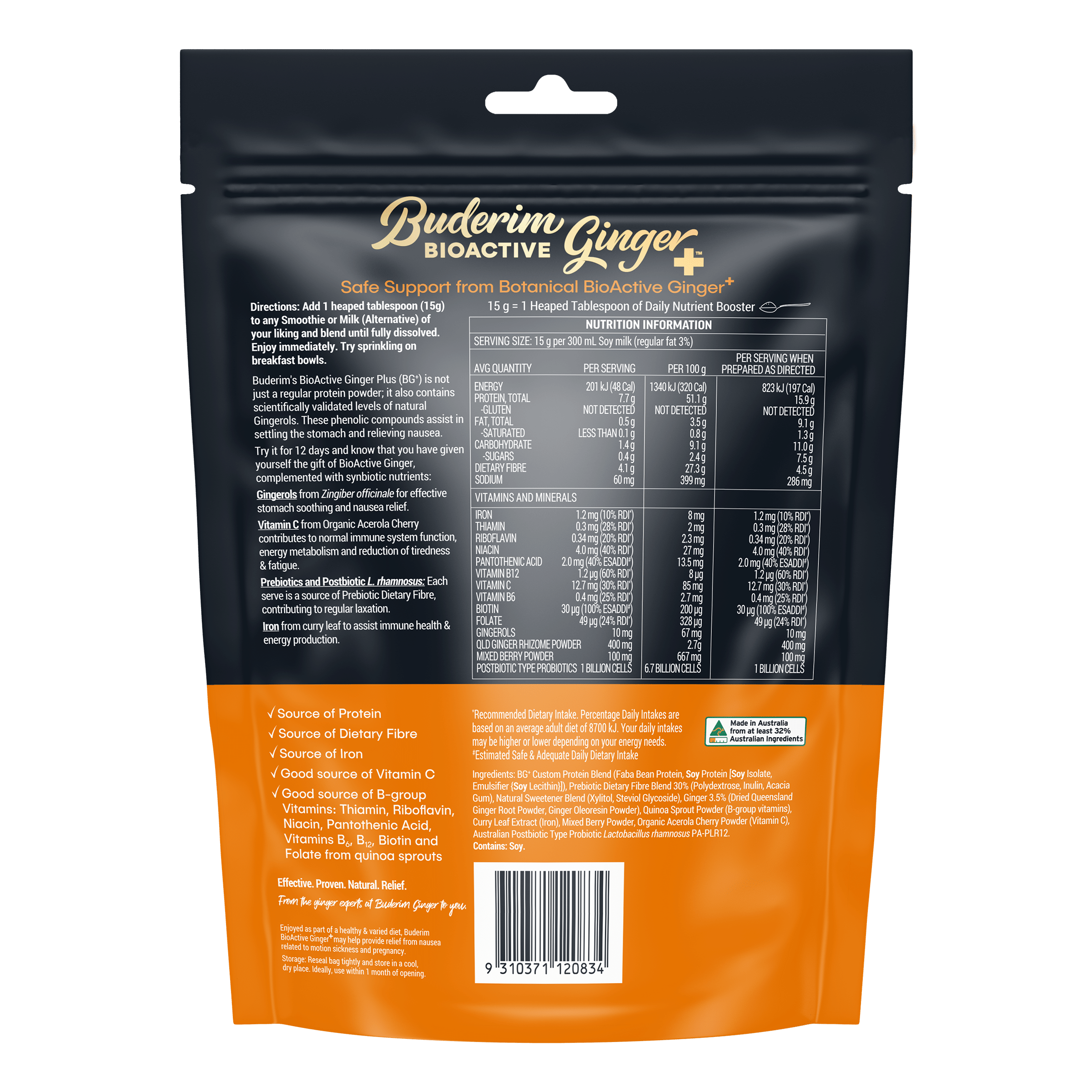 Buderim Ginger Snack Foods Buderim Ginger Bioactive + Daily Nutrient Booster 180g